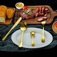 thumbnail image 3 of 24 Piece Gold Flatware Cutlery Set With Stand Include Knife Fork Spoon,Hanging Stainless Steel Utensils Set Service for 6,Dishwasher Safe, 3 of 6