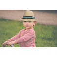 thumbnail image 5 of PEAK 2 PEAK Unisex Kids Straw Trilby Fedora Cap Felt Fedora Hat Short Brim Sunhat - Green band - size 2-4 years, 5 of 6