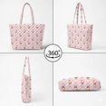 thumbnail image 4 of XYZCANDO Pink Santa Print Quilted Handle Tote Bag Large Capacity Festive Shoulder Purse for Christmas Daily Shopping Travel Work Lightweight Cute Carrying Handbag, 4 of 7