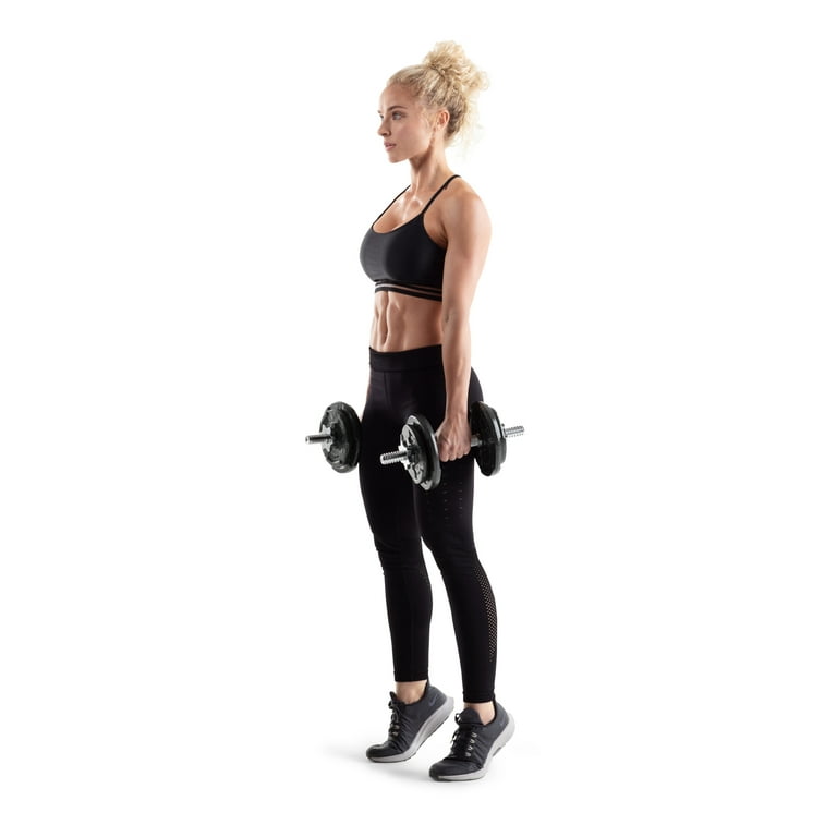 Weider 160lb. Spinlock Set Standard Barbell Dumbbell with Plates Safety Collars Walmart