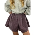 thumbnail image 2 of Yunliwuli Women's Summer Casual Plaid Shorts Elastic Band Wide Leg Beach Streetwear Shorts, 2 of 10