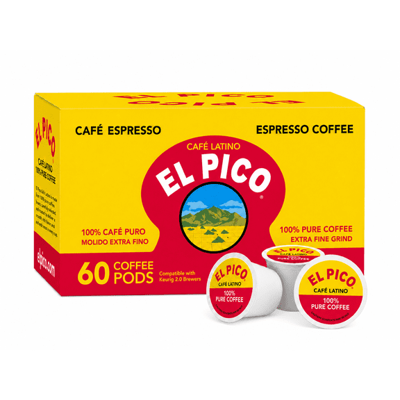 El Pico Café Latino Espresso Coffee Pods, Dark Roast, 60 Count