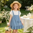 thumbnail image 5 of Amidoa Girls Summer Dresses Short Sleeve Solid Color A-Line Dresses Casual Kids Sundress Black Size 18, 5 of 8