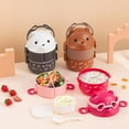 thumbnail image 3 of Eyeglass Bear Bento Box Vacuum Thermos Lunch Box Stackable Bento Containers Bear Shape Food Storage Container For Hot Food Pink, 3 of 6