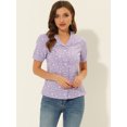 thumbnail image 2 of Camisa Floral Semitransparente Allegra K con Cuello Peter Pan para Mujer Morado Blanco S, 2 of 5
