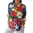 thumbnail image 2 of Xdegoge Long Sleeve Shirts for Women 4Th of July Shirts Patriotic Usa T Shirt Loose Fit American Flag Shirt Button Up Trendy Collared Blouses Summer Tunic Tops Or Saved for Later, 2 of 4