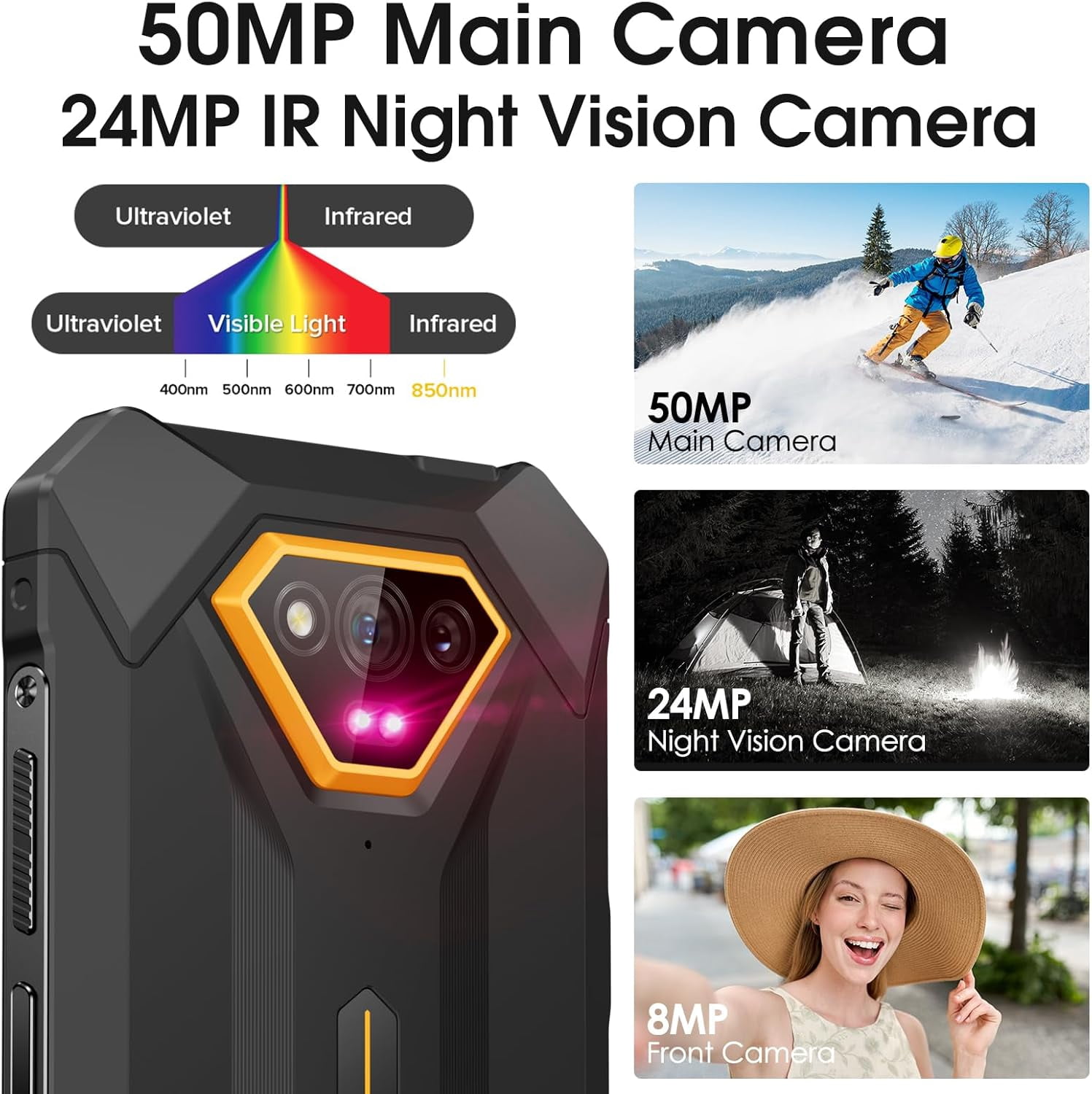 Ulefone Armor X13 Rugged Phone, 12 64GB, 50MP Rear Camera, 24MP Night Vision Camera, Android 15 OS Rugged Smartphone