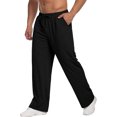 thumbnail image 2 of Men's Lightweight Sweatpants Cotton Yoga Pants Baggy Sweat Drawstring Elastic Waist Pants Open Bottom Lounge Jogger Sweatpants with Pockets Black M, 2 of 6