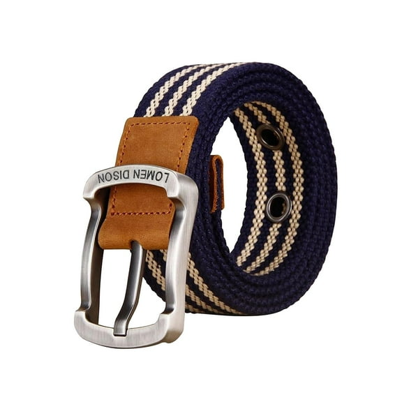 Yunhgft Canvas Belt Pin Buckle Strap for Jeans Accessories Travel Pants Unisex Men Women Blue Stripe 100cm