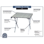 RIO Expandable Roll Top Camping Table with Zippered Carry Bag, Gray