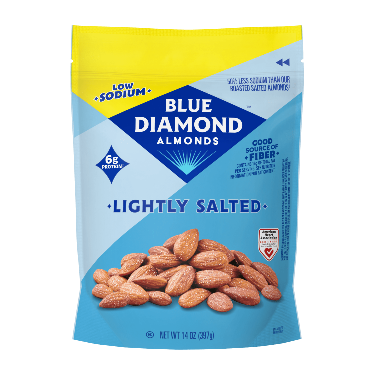 Blue Diamond Almonds, Lightly Salted Low Sodium Snack Nuts For Gluten Free Snacking, 14 oz.
