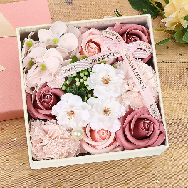 Fiudx Caja de Rosas para Jabón, Set de Regalo Romántico Diy, Rosas de Jabón de Larga Duración, Elegante Accesorio Decorativo para El Hogar, Regalo de San Valentín, Boda, Aniversario, Tamaño 15 X 15 X