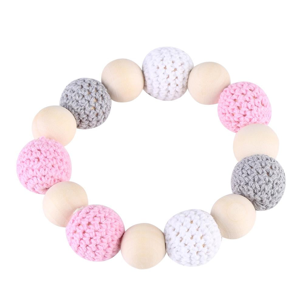 Tebru Teether Tool, Natural Wood Clip Holder Teether Shower Tool Gift