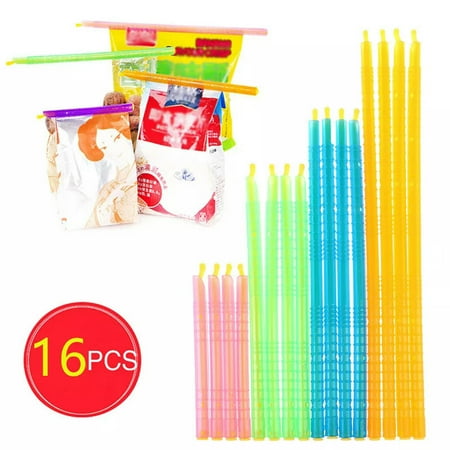 

BLOPQ 16 Pack Seal Lock Stick Food Seal Storage Bag Clip Plastic Rod Seal-default