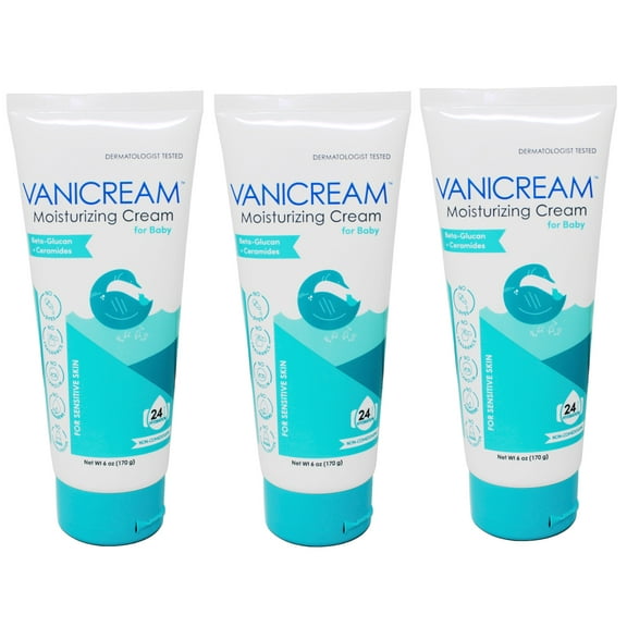 3 Pack - Vanicream Moisturizing Cream for Baby - 6oz - Moisturizer Formulated Without Common Irritants for Those with Sensitive Skin