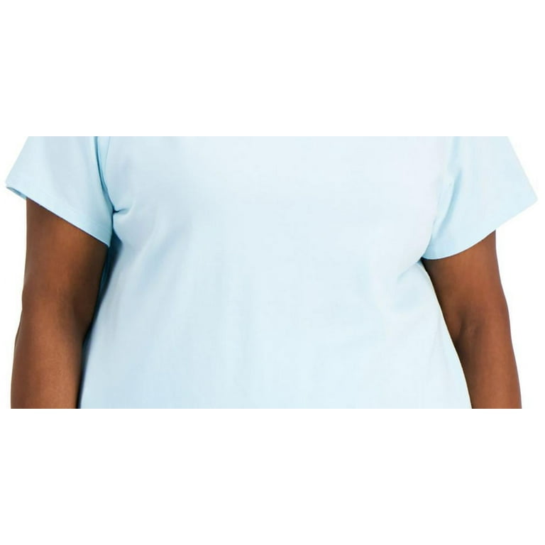 Anne Klein Womens Plus Scalloped Short Sleeve T Shirt
