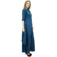 thumbnail image 3 of Phagun Indian Clothing Solid Teal Blue Asymmetrical Kurta Kurti With Palazzo Pant-12, 3 of 6