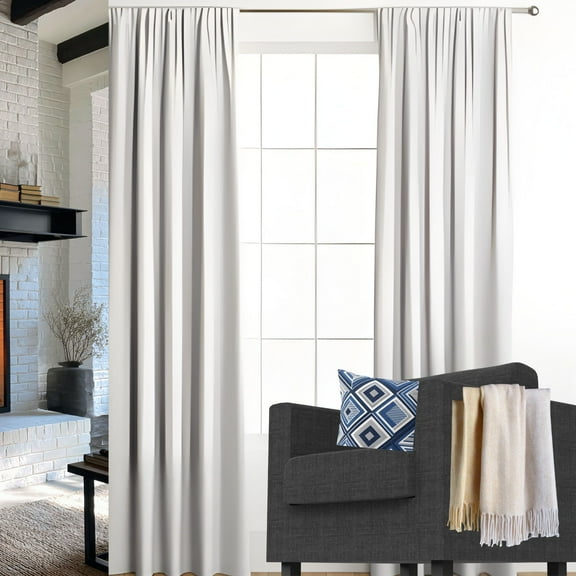 42"x84" Room Darkening Heathered Window Curtain Panels– White | Noise Reduction, UV Protection & Thermal Insulated