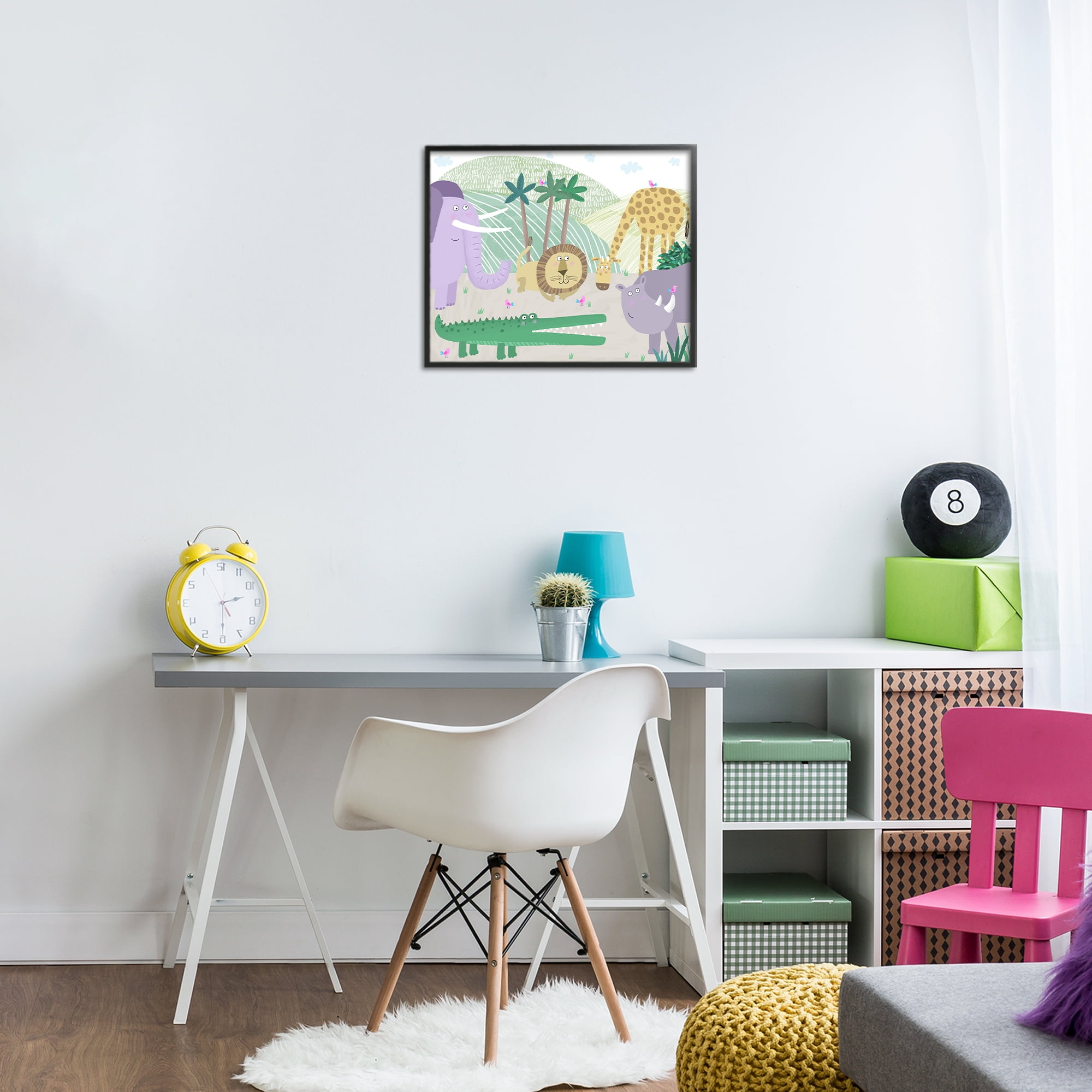 Stupell Industries Jungle Savannah Animals Black Framed Giclee Art, design by Carla Daly