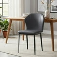 thumbnail image 3 of LeisureMod Mosaic Dining Upholstered Fabric Side Foam Cushioned Modern Accent Chair with Metal Legs for Living Room, Kitchen, Charcoal, 3 of 15