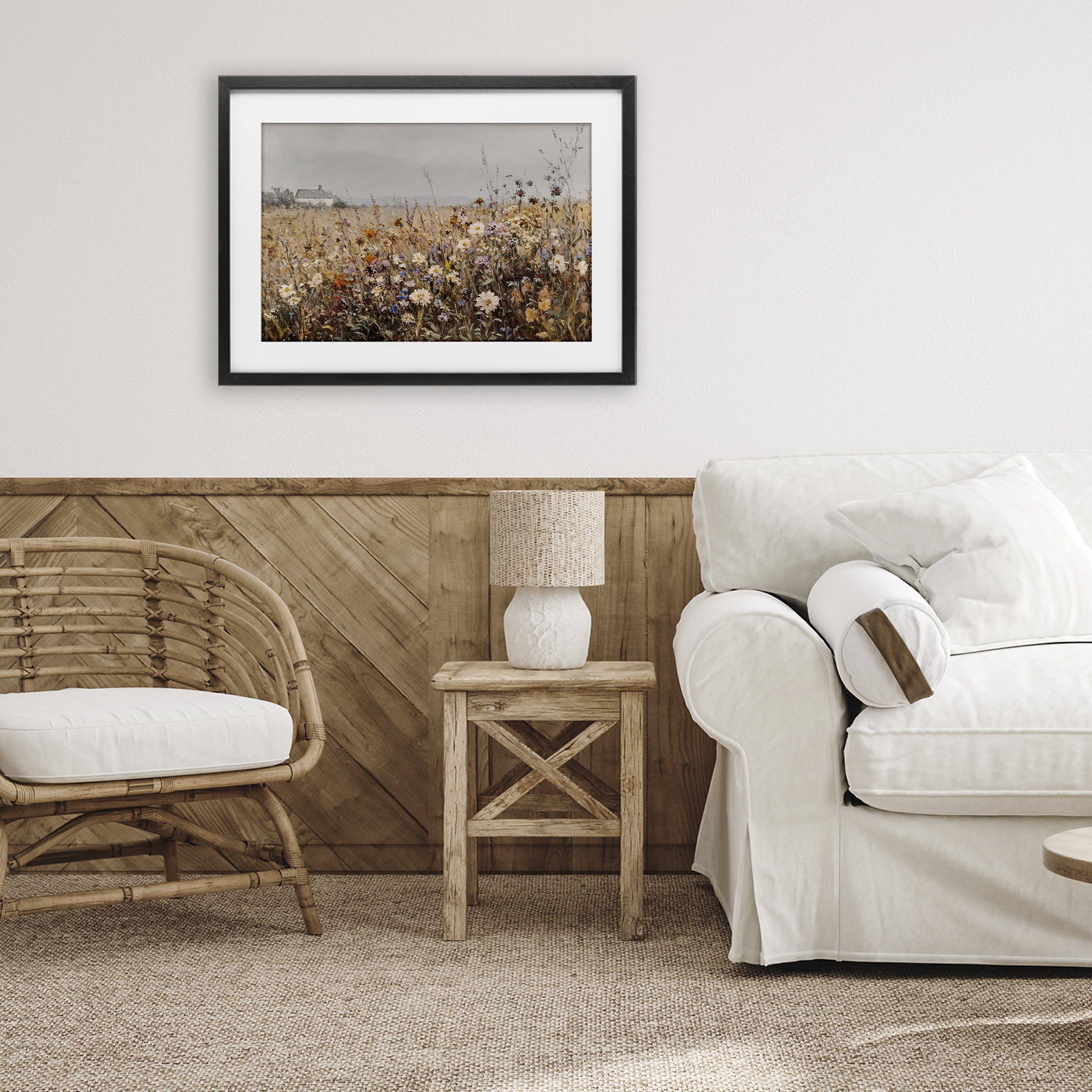 Stupell Industries Quaint Cottage Meadow Black Framed Print Under Glass, design by Jacky Ngan