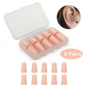 TSV 5pairs Soft Foam Ear Plugs, 35dB Noise Reduction Ear Plugs for Sleeping, Light Pink