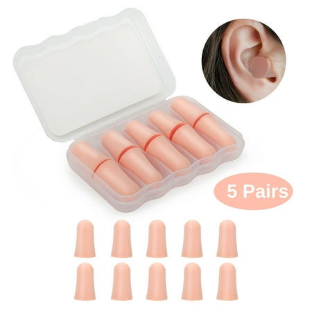 TSV 5pairs Soft Foam Ear Plugs, 35dB Noise Reduction Ear Plugs for Sleeping, Light Pink