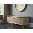 thumbnail image 3 of Ashley Fossil Modern Wood Ridge Storage Bench in Antique White and Brown, 3 of 4