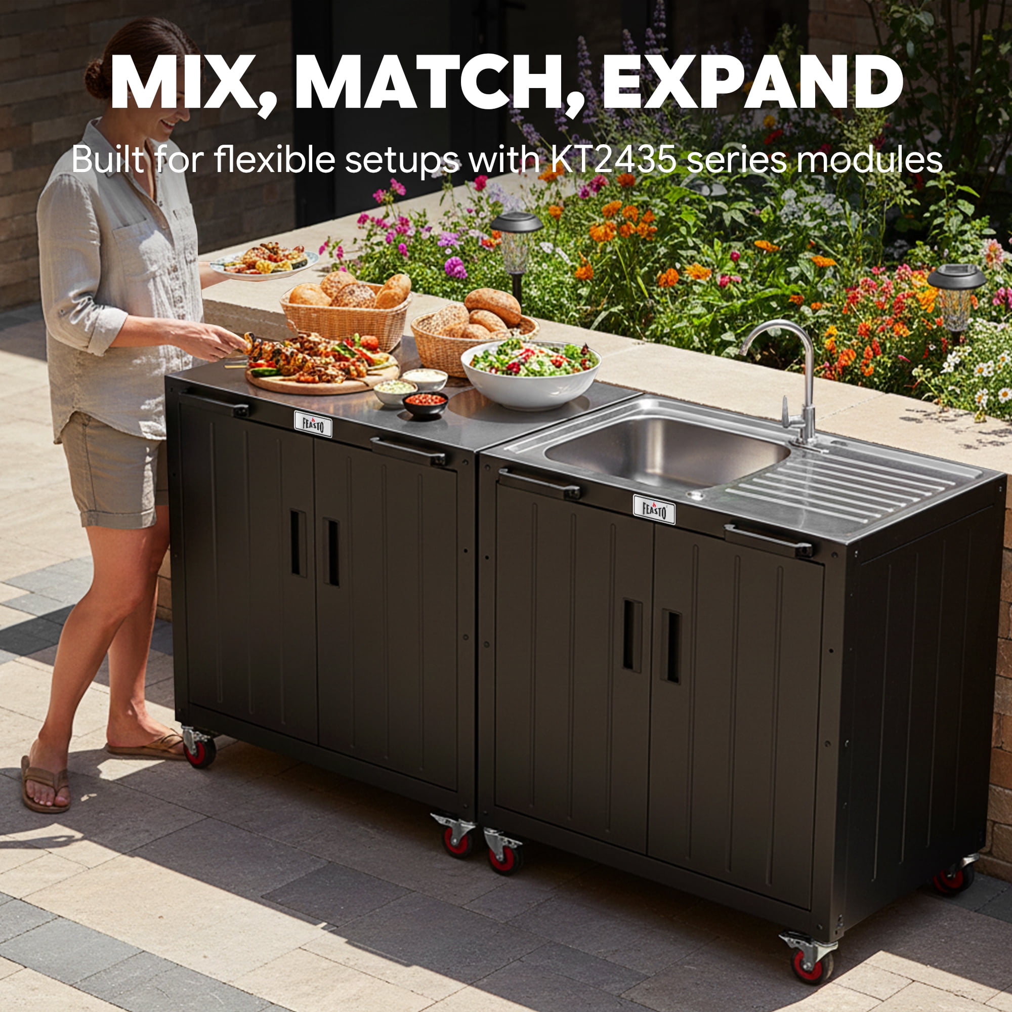Feasto Freestanding Utility Sink with Storage Cabinet L35.4” x W24”
