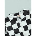 thumbnail image 5 of Bagilaanoe Toddler Baby Girls Casual One Piece Swimwear Romper 1-5 Years Checkerboard Print Long Sleeve Ruffle Zipper Beachwear Ruffle Rashguard Bathing Suits, 5 of 8