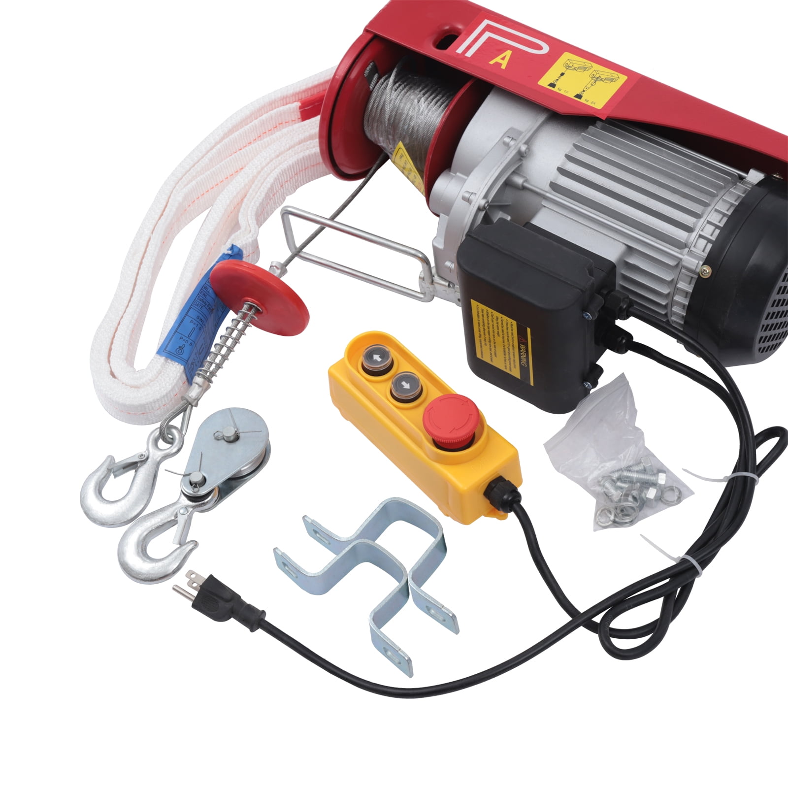 110V Electric Hoist Winch Engine Crane 1050W Alloy Steel & Plastic PA500 1100lbs for Factories, Warehouses, Construction Sites, Carmakers, Railway Constructions