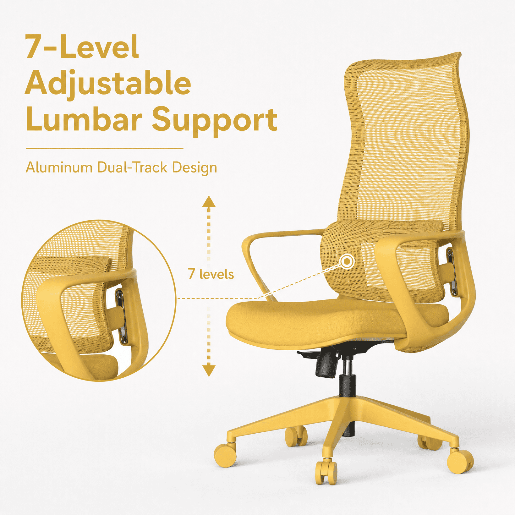 Homy Casa Ergonomic Mesh Office Chair with Adjustable Lumbar Support, High Back Desk Chair