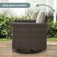 thumbnail image 6 of OPOHORO 4PCS Outdoor Swivel Chair Set - 360° Swivel Rocking Patio Chairs with All-Weather PE Wicker Steel Frame, Modern Square Armrests for Porch, Balcony - Brown Wicker and Beige Cushion, 6 of 9