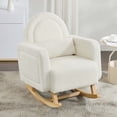 thumbnail image 2 of Miniyam Accent Rocking Chair with Curved Back & Pillow, Teddy Velvet, Cream White, 2 of 9