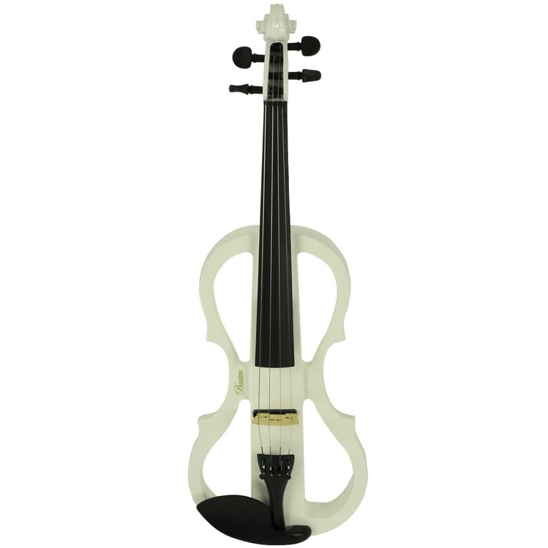 Barcelona 4 4 Size Electric Violin White Bundle with Case Bow Rosin Headphones Cable and Battery