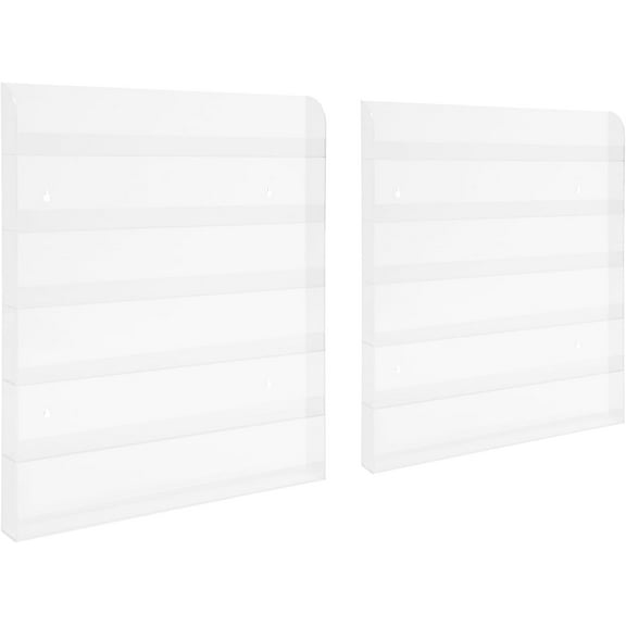 2 Pack 6 Tier Nail Polish Wall Racks, 20 x 24 Inch Clear Acrylic Nail Polish Shelf Organizer, Nail Polish Acrylic Display Rack Wall Mounted