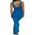 thumbnail image 4 of Robe Bodycon Femmes Sans Manches Bustier Découpé Froncé Mesh Volant Ourlet Sirène Maxi Robes, 4 of 8