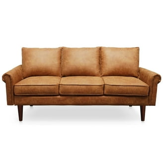 A&D Home Anza 3-Seater Tufted Faux Leather Sofa, Camel - Walmart.com