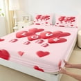 thumbnail image 3 of Manfei Romantic Love Balloon Twin Sheet Sets,Western Valentine'S Day Twin Fitted Sheet,Pink Red Flat Sheet For Girls,Microfiber Bedroom Decor,3 Pieces, 3 of 7