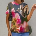 thumbnail image 6 of Flower Hummingbird Women's T-Shirt Short Sleeve T Shirts Tops Tee Ladies Loose T, 6 of 6
