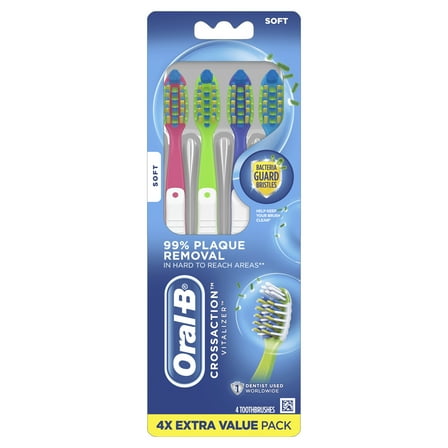 Oral-B CrossAction Vitalizer Toothbrush, Soft, 4 Count