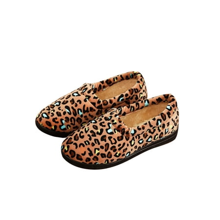 

Kesitin Womens Anti-Skid Slip On Slipper For Mom House Breathable Mother Shoe Fuzzy Home Shoes Leopard Print Brown 8