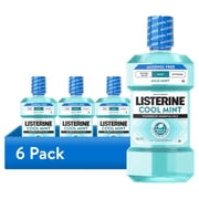(6 pack) Listerine Cool Mint Alcohol Free Mild Oral Care Mouthwash for Bad Breath, Cool Mint Mild, 500 mL