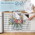 thumbnail image 5 of Pink Spring Floral Cabinet Curtain 32"Wx55"L, Dustproof Pantry Door Curtain with Self Adhesive Tape, Flowers Gray Plaid Farmhouse Tall Storage Cover Privacy Drape for Bathroom Kitchen Laundry Room, 5 of 9