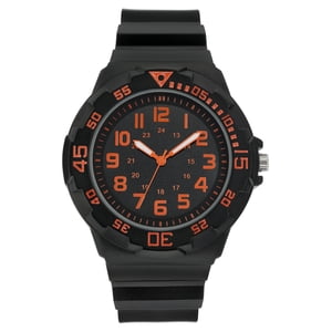 George Men's Casual Sport Watch, Black and Orange
