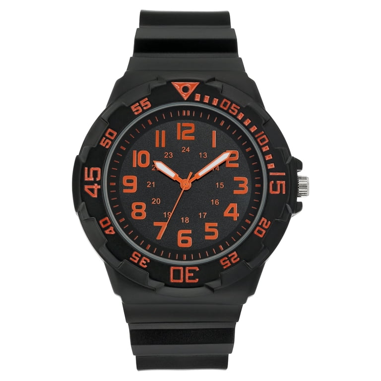 George Men's Casual Sport Watch, Black and Orange photo 1