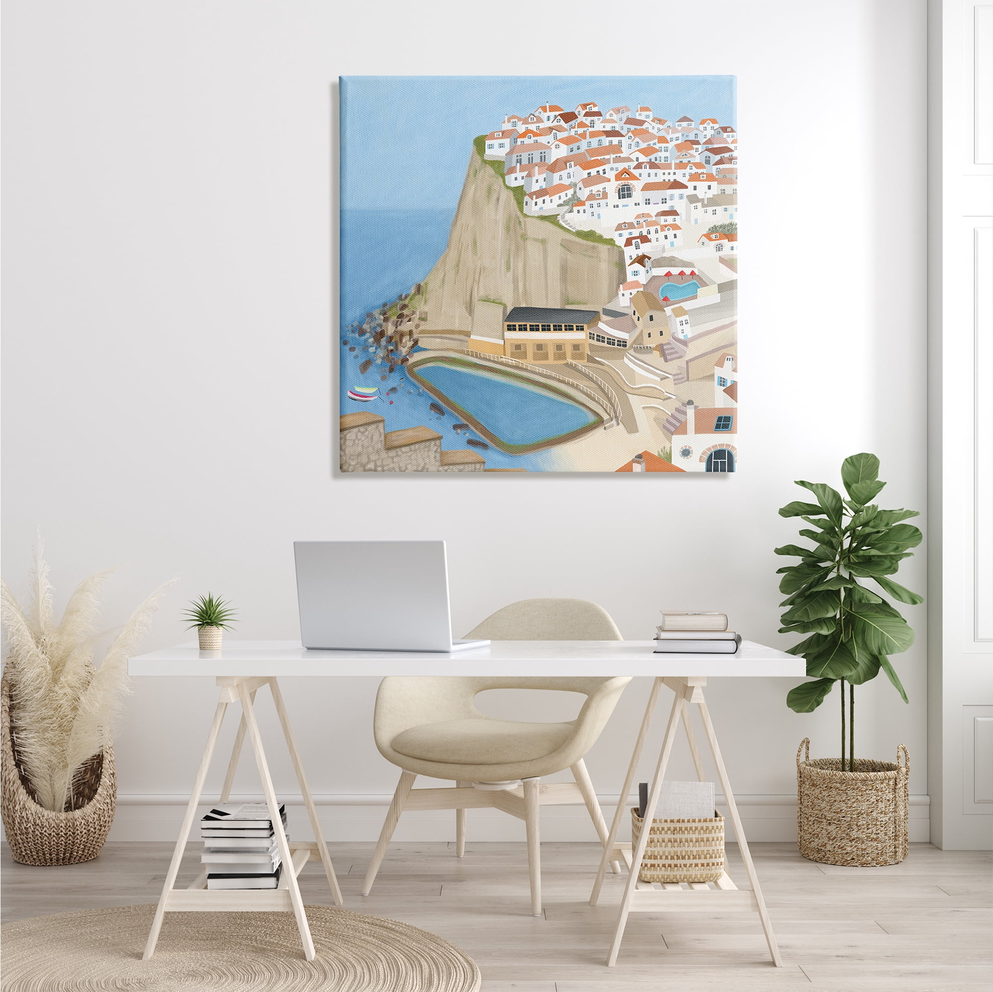 Stupell Industries Portugal Sea Port Coastal City Landscape Illustration, 36 x 36, Designed by Carla Daly