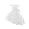 thumbnail image 2 of NAISIBABY Girls Formal Pageant Dress, Bubble Sleeve Floral Embroidery Mesh Wedding Birthday Princess Dress White 110, 2 of 9
