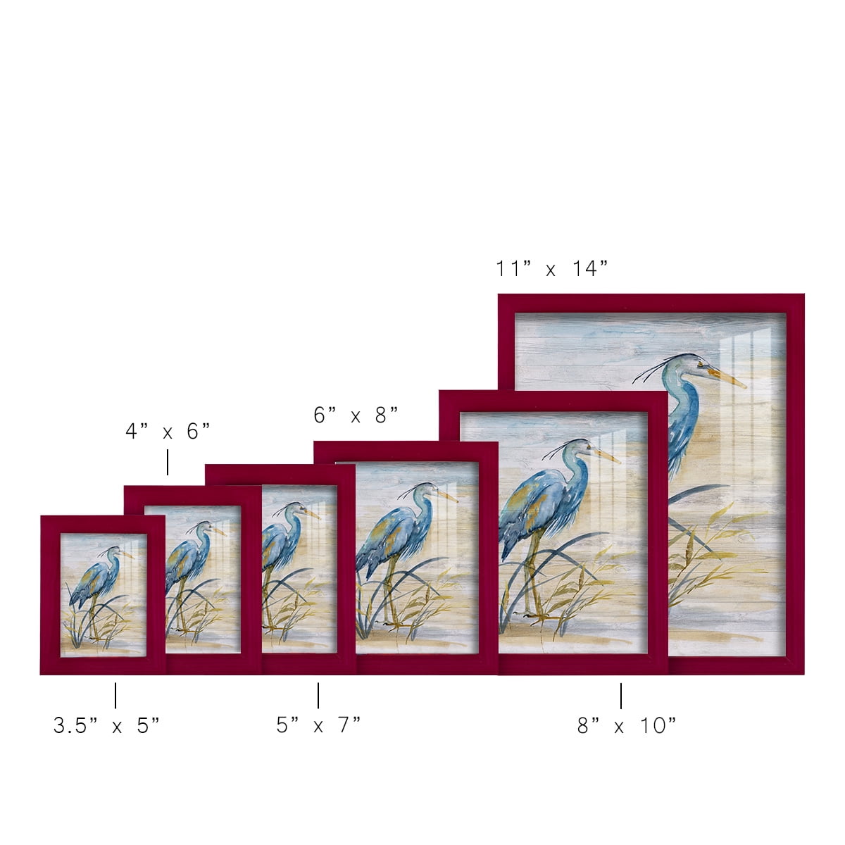 Blue Heron I -Framed Print w/glass-Cherry Red