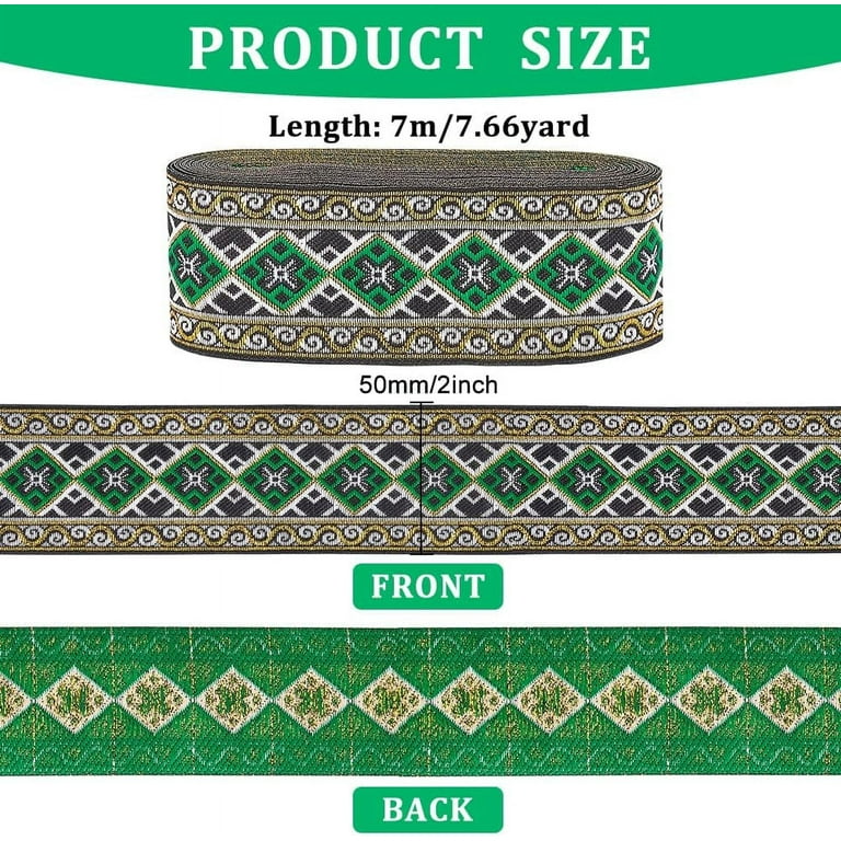 7.6Yards Jacquard Ribbon Trim 2 inch Wide Vintage Floral